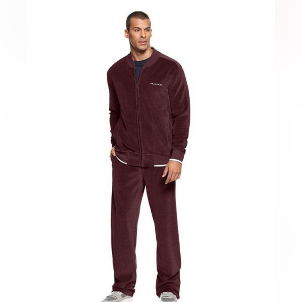 Vintage Sean John Maroon Velvet Track Suit